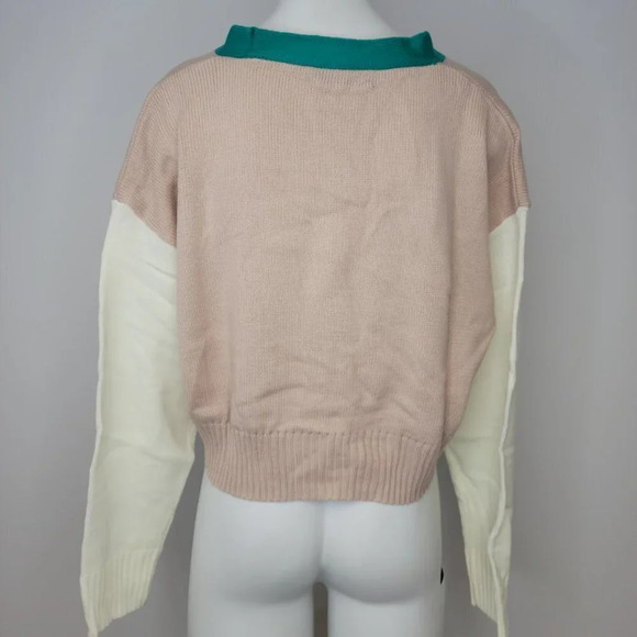 SHEIN Color Block Crop Cardigan - Picture 2 of 6
